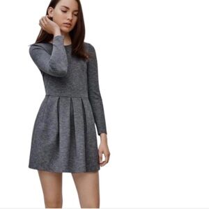 ✩ 5/$12 ☽ Aritzia Wilfred Tartine Long Sleeve Pleated Grey Mini Dress